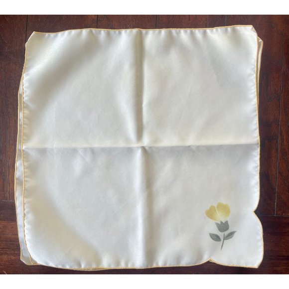 Vintage Napkins with Yellow Floral Stamp and Yellow Border Set of 8 square napki - Picture 3 of 9